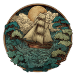 Moonlit Voyage – Vintage Tall Ship Nautical Art Tee