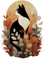 Tuxedo Cat in Autumn Leaves - Graphic Tee